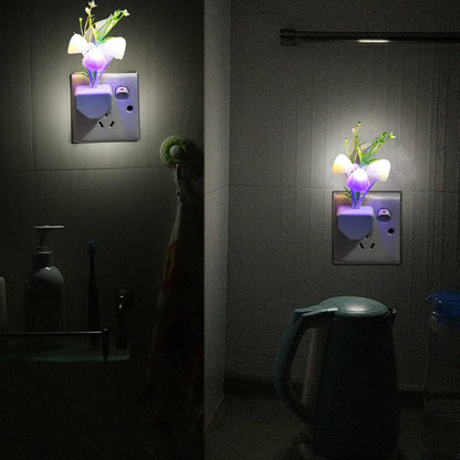 AUSAYE 2 Pack LED Sensor Night Light Plug-in NightLight Color Changing Lamp Mushroom Decor, Mini