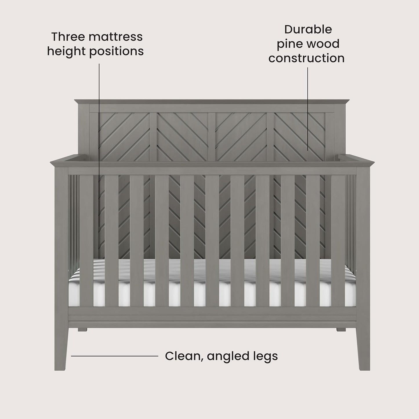 Child Craft Atwood 4-in-1 Convertible Crib, Baby Crib Converts to Day Bed, Toddler Bed and Full