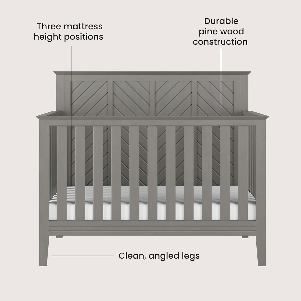 Child Craft Atwood 4-in-1 Convertible Crib, Baby Crib Converts to Day Bed, Toddler Bed and Full