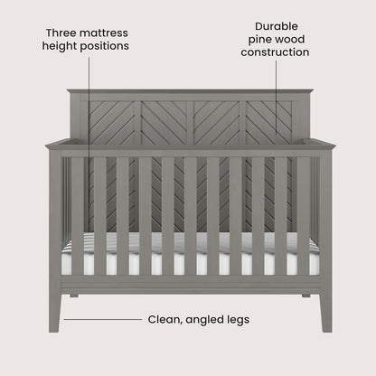 Child Craft Atwood 4-in-1 Convertible Crib, Baby Crib Converts to Day Bed, Toddler Bed and Full