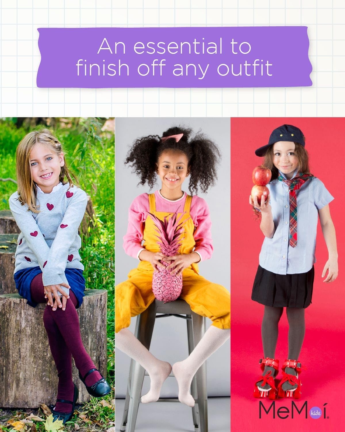 MeMoi Soft Pima Cotton Tights for Girls, Soft and Lightweight Opaque Tights for girls - Sizes 8 to