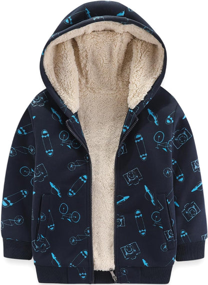 Bumeex Kids Boy's Girl's Sherpa Fleece Lined Jacket Spring Fall Winter Zip up Sweatshirt Hoodie