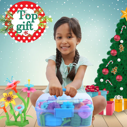 BIRANCO. Flower Garden Building Set - Grow up! Fun Stacking Toys for Toddlers and Kids Age 3-6 Year