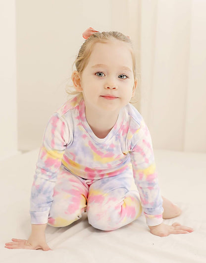 VAENAIT BABY 12M-12Y Toddler Kids Boys Girls 100% Cotton Marbling Tiedye Sung Fit Sleepwear Pajamas