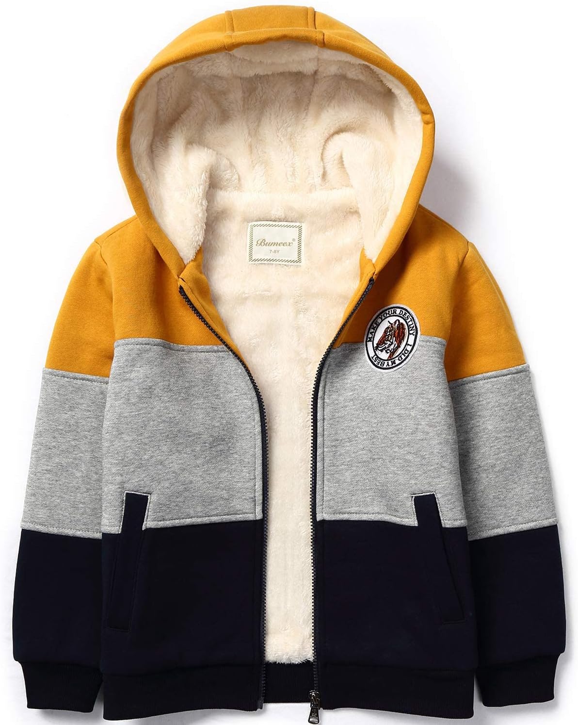 Bumeex Kids Boy's Girl's Sherpa Fleece Lined Jacket Spring Fall Winter Zip up Sweatshirt Hoodie