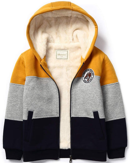 Bumeex Kids Boy's Girl's Sherpa Fleece Lined Jacket Spring Fall Winter Zip up Sweatshirt Hoodie