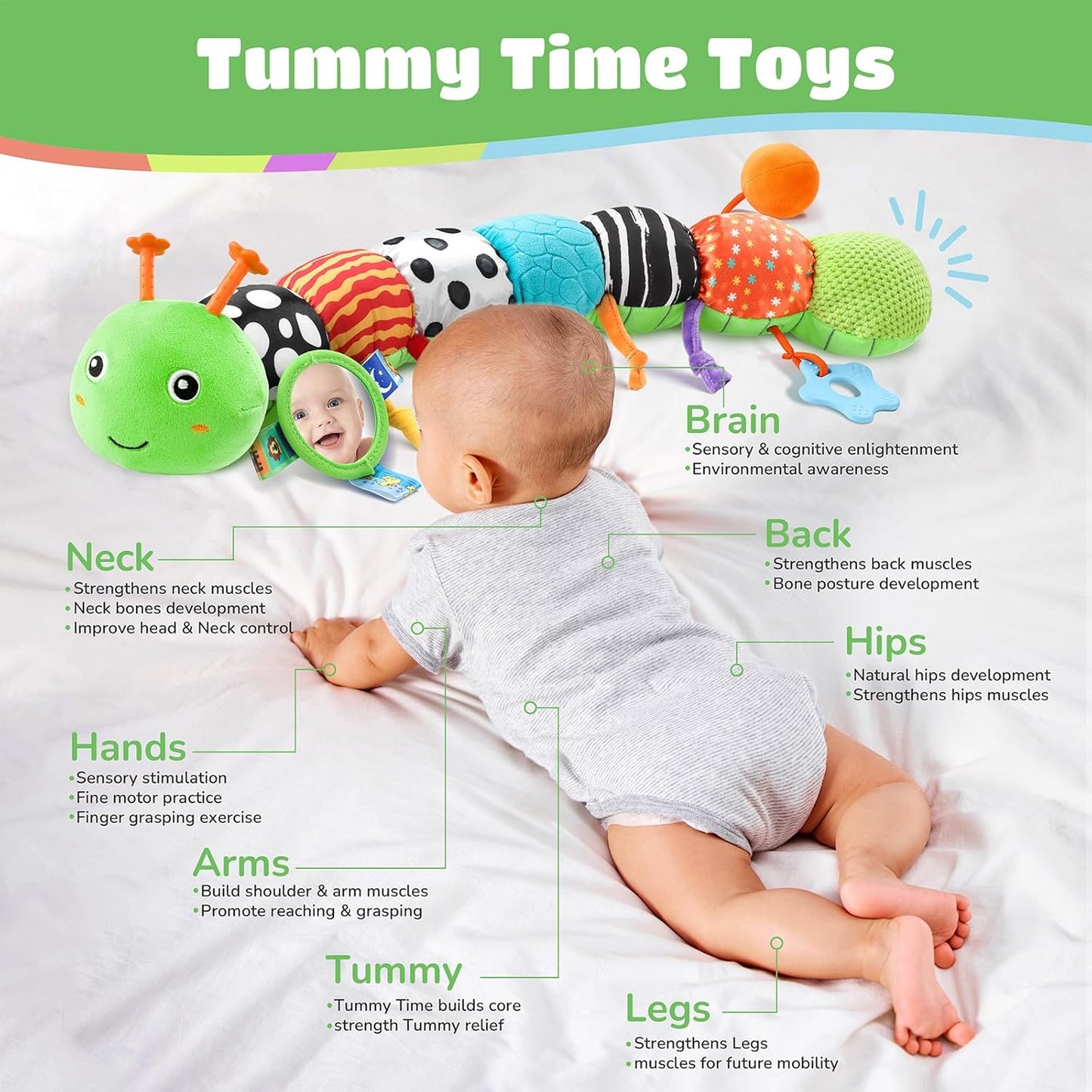 Baby Toys 6-12 Months Music Caterpillar Infant Toys Stuffed Animals 0-3-6 Months Tummy Time