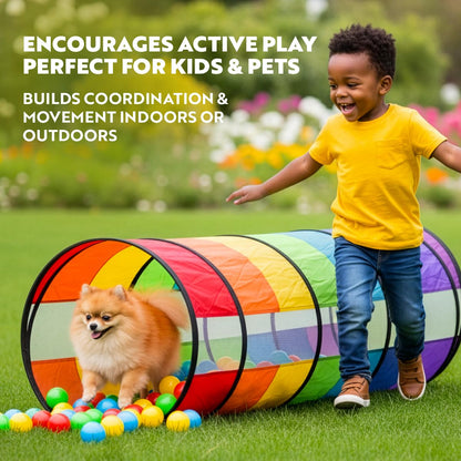 Playz Kids Play Tunnel Toys for Toddlers 1-3, Large 21" Rainbow Pop Up
