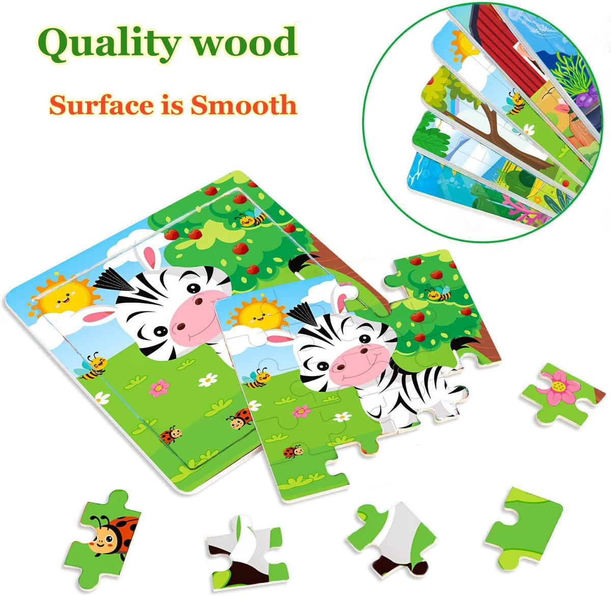 Puzzles for Kids Ages 4-6, 10 Pack of 20 Piece Wooden Jigsaw Puzzles for Toddlers Ages 3-5 Jigsaw