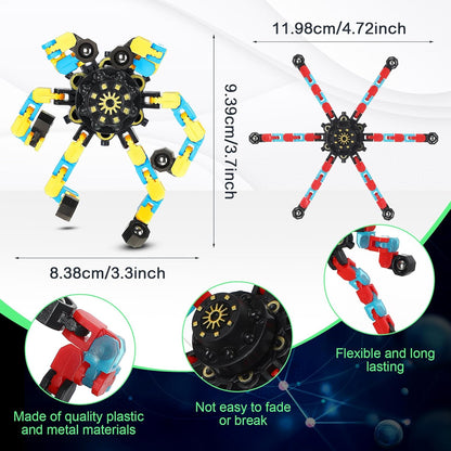 100 Pcs Funny Sensory Fidget Toy Bulk Transformable Chain Robot Finger Toys Fidget Spinners Stress