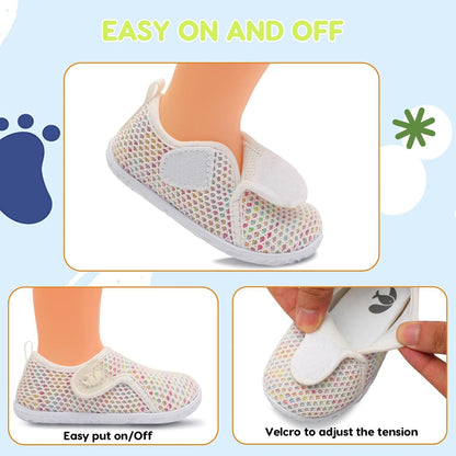 FEETCITY Baby Boys Girls First Walking Shoes Infant Sneakers Crib Shoes Breathable Lightweight Slip