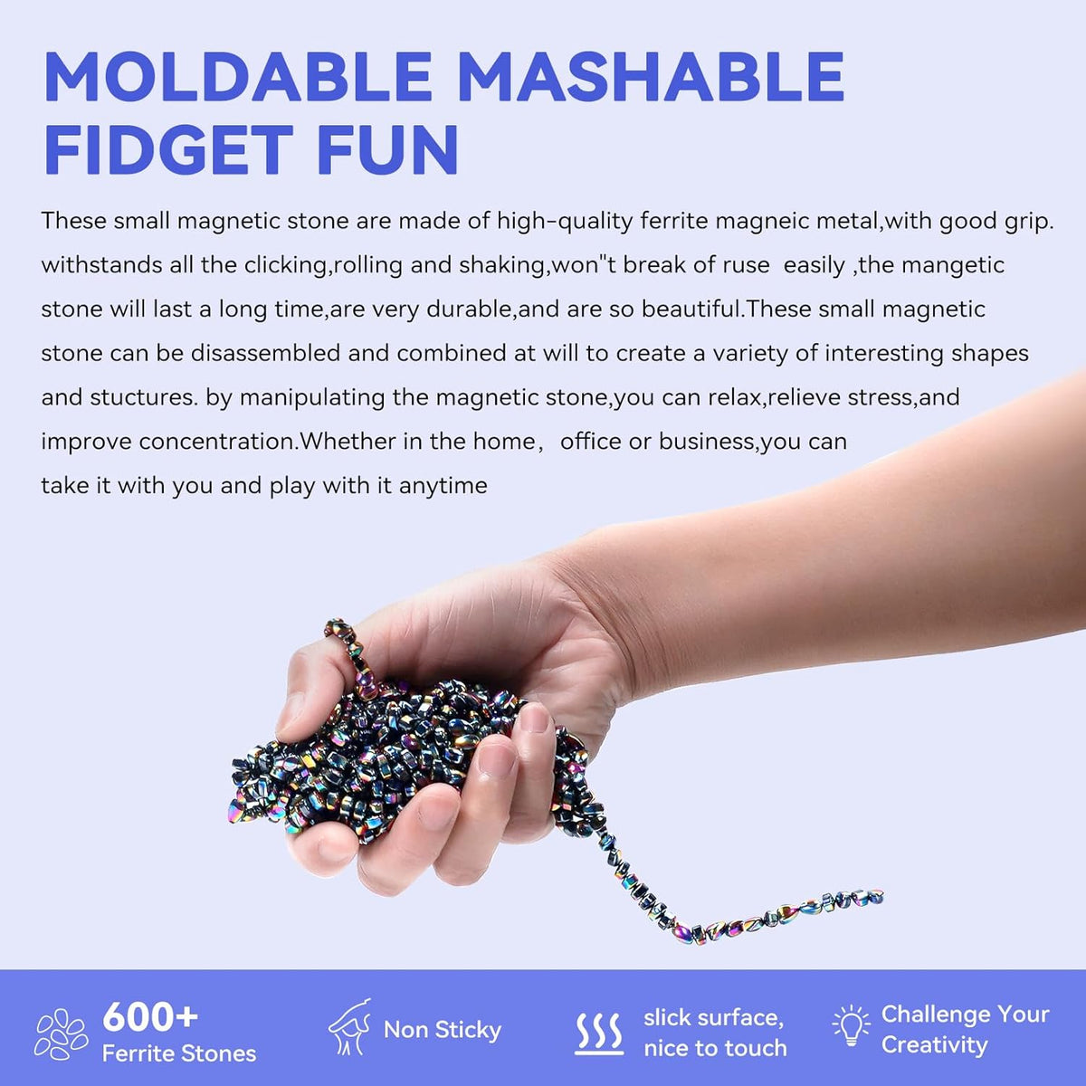 Magnetic Balls Fidget Toys Adults 600 PCS Mini Magnetic with Four Big Magnetic Putty Desk