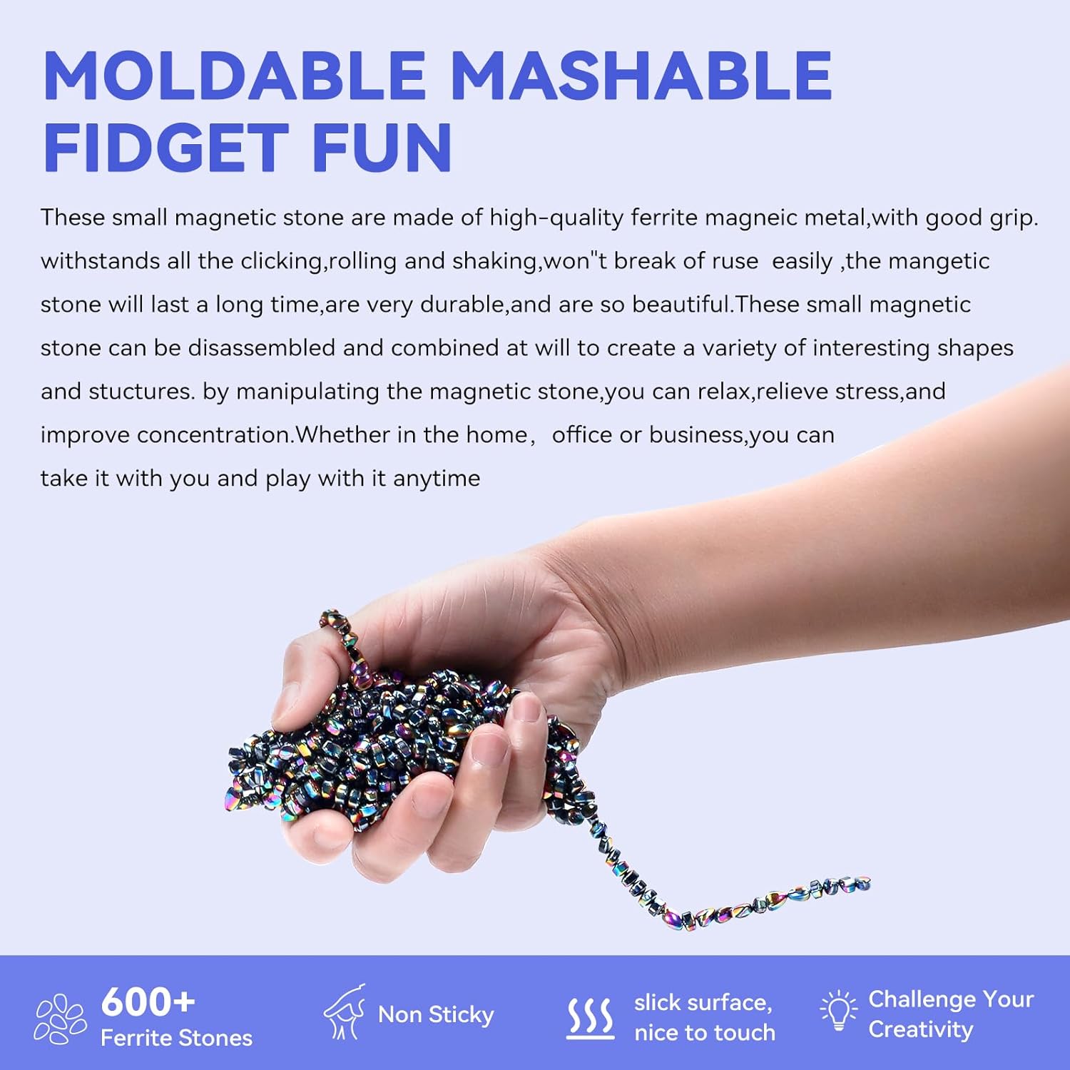 Magnetic Balls Fidget Toys Adults 600 PCS Mini Magnetic with Four Big Magnetic Putty Desk