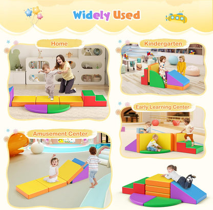Lischwert Foam Climbing Blocks for Toddlers 1-3, 5pcs Foldable Soft Play Set with Crawling