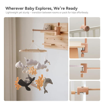 HI BABY MONMENT Crib Mobile Arm - Baby Mobile Hanger with 360° Vertical Adjustment, Stabilizing