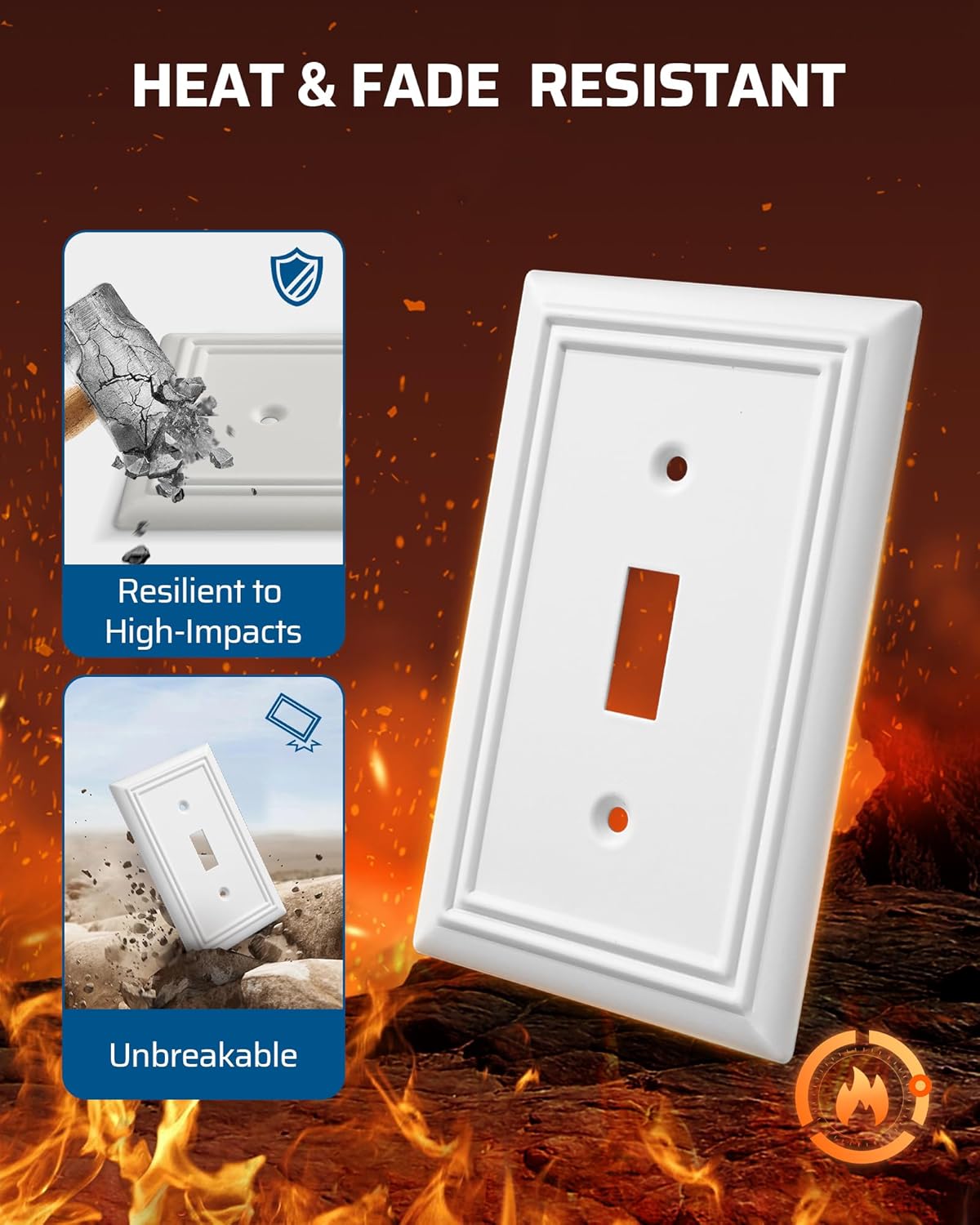 DEWENWILS Single Toggle Wall Plates, White Metal Light Switch Cover Plates, 4.92" x 3.14" Outlet