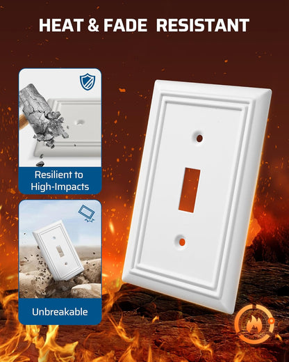 DEWENWILS Single Toggle Wall Plates, White Metal Light Switch Cover Plates, 4.92" x 3.14" Outlet