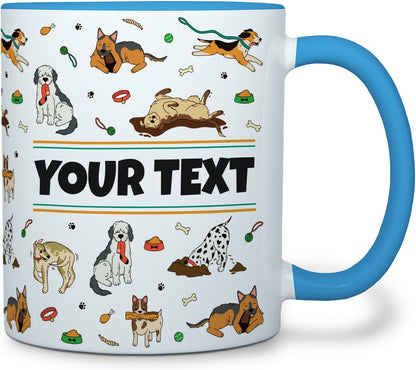Personalized Mug for Kids - Dogs - Custom Name/Text, Ceramic Hot Chocolate/Cocoa/Coffee Cup for