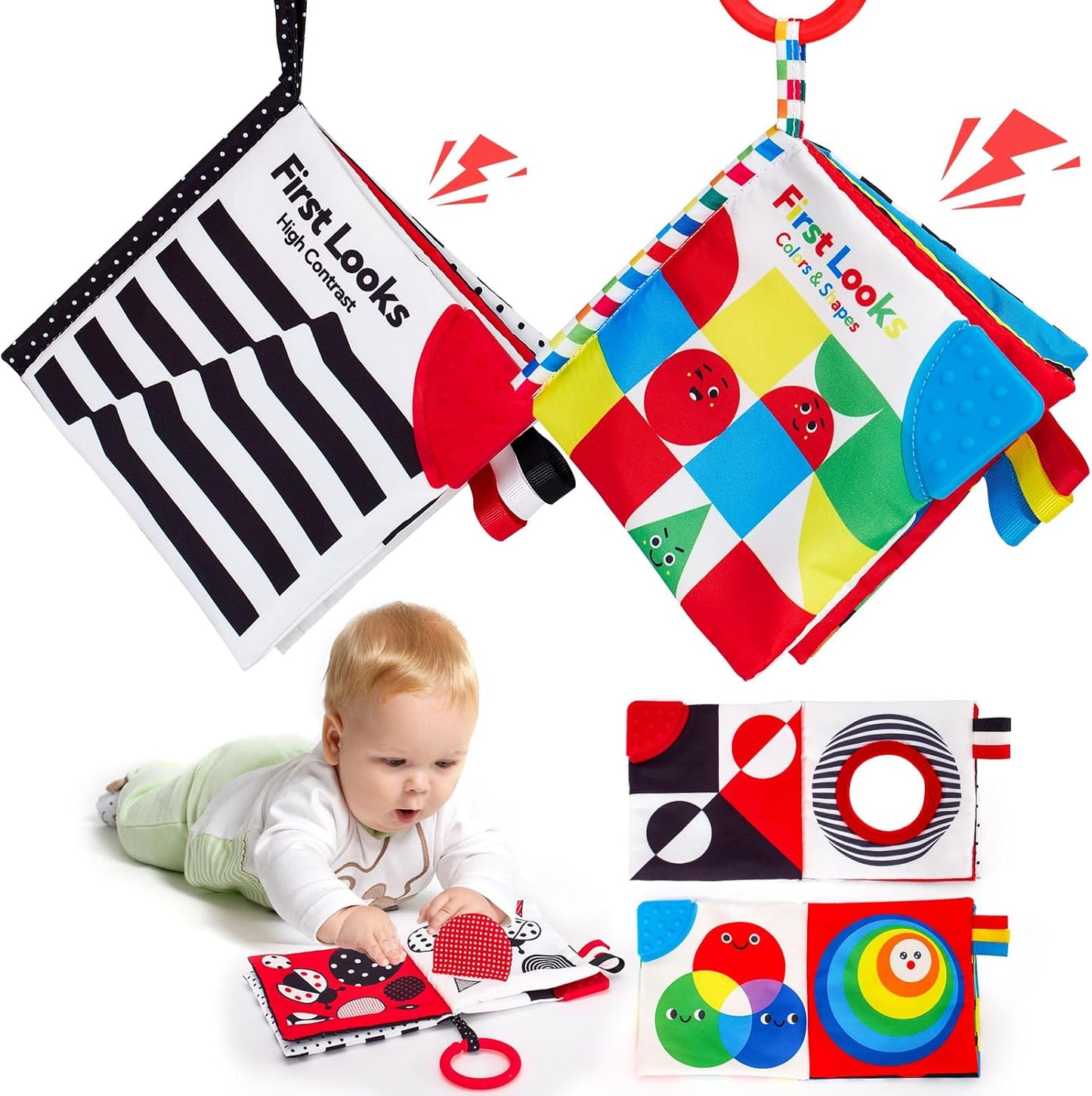 hahaland Baby Books 0-6 Months - 2PCS Infant Toys 0-6m Tummy Time Babies Toy Newborn Toys High