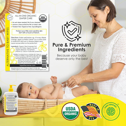 La Petite Creme French Premium Liniment Baby Lotion - Diaper Cream Alternative to Wet Wipes