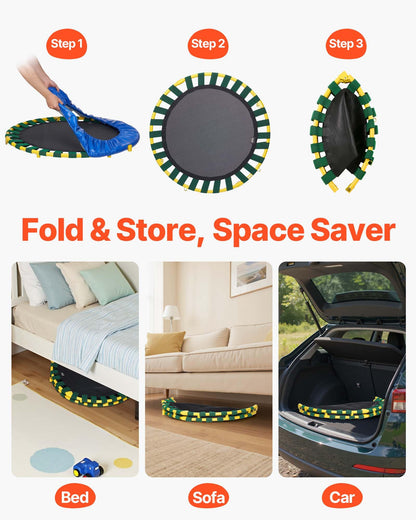 VEVOR 3FT Trampoline for Kids, 36" Trampolines Indoor/Outdoor Trampoline for Toddlers, Foldable