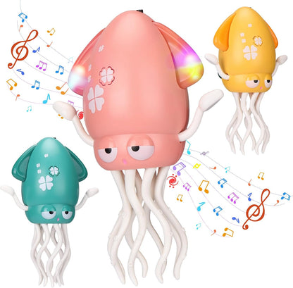 Magic Electric Dancing Octopus Toy with Led Light and Music,Playful Automatic Evasion Crawling