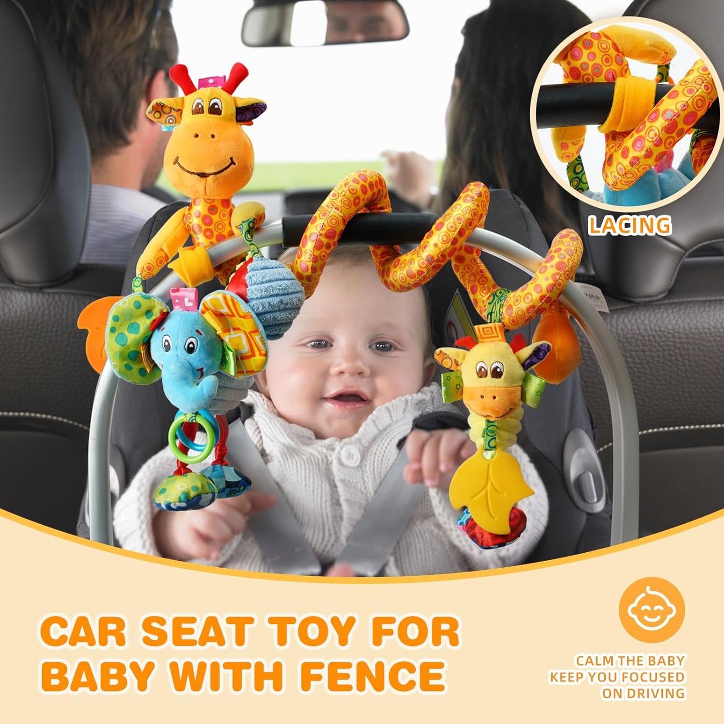 Jollybaby Crib Stroller Car Seat Toys for Baby 0-3-6-9-12 Months, Tummy Time Hanging Sensory Toys