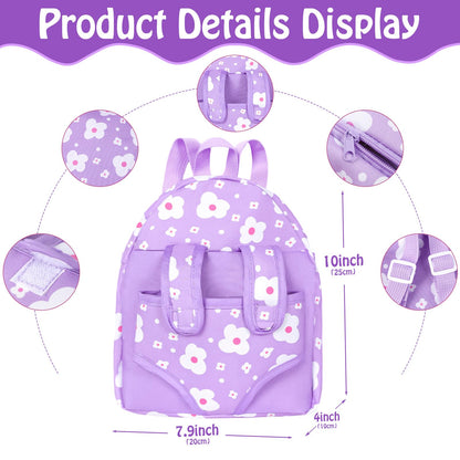 12" Baby Doll with Flower Pattern Backpack Carrier and Accessories Toys