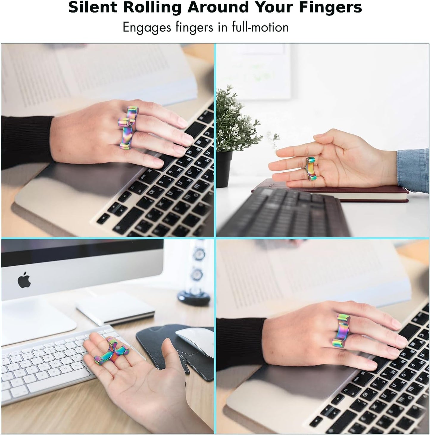 Fidget Toys Adults - Metal Finger Fidget Flipper 2Shapes - Quiet Unique Fidget Ring Stim Toys