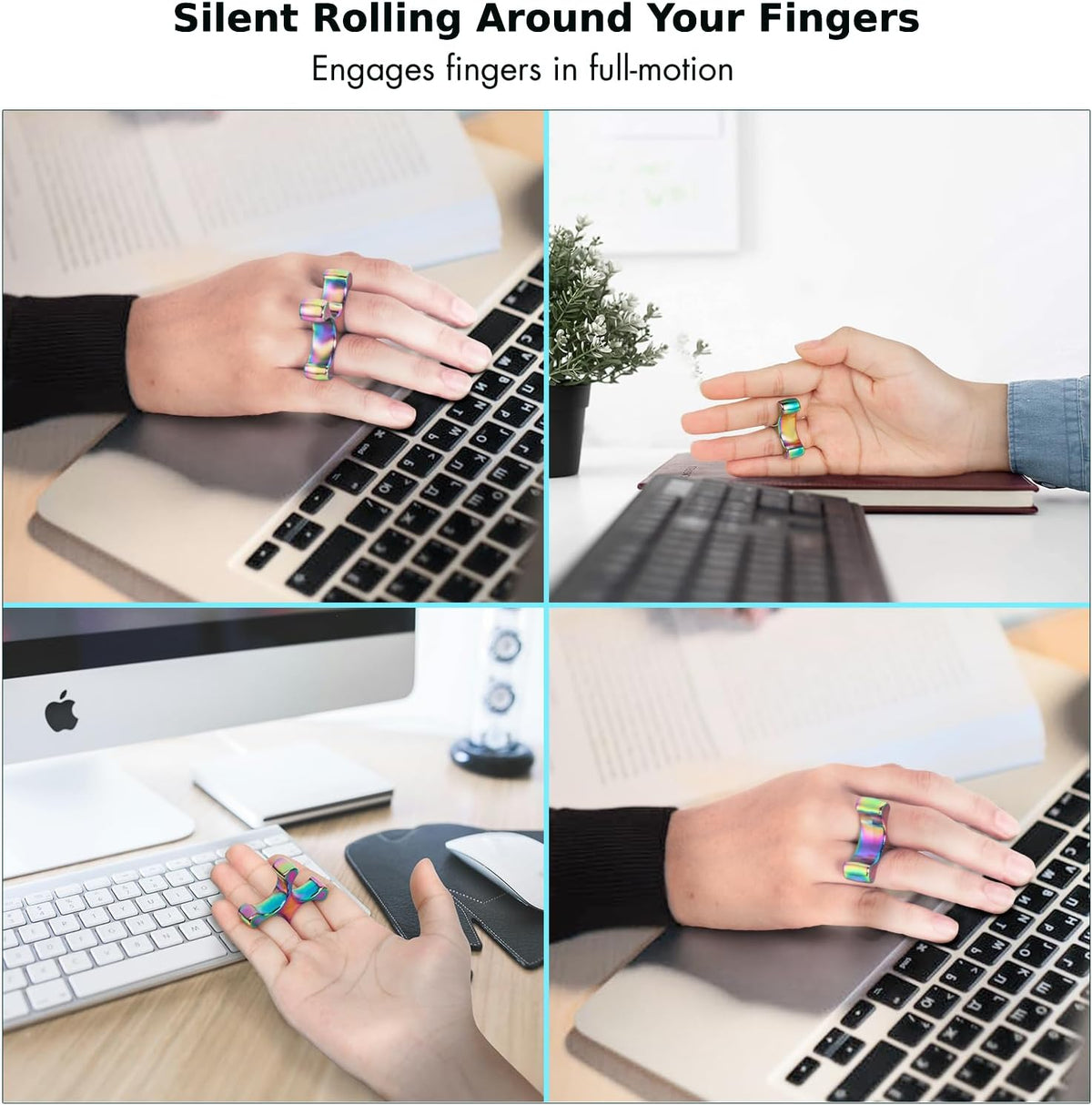 Fidget Toys Adults - Metal Finger Fidget Flipper 2Shapes - Quiet Unique Fidget Ring Stim Toys
