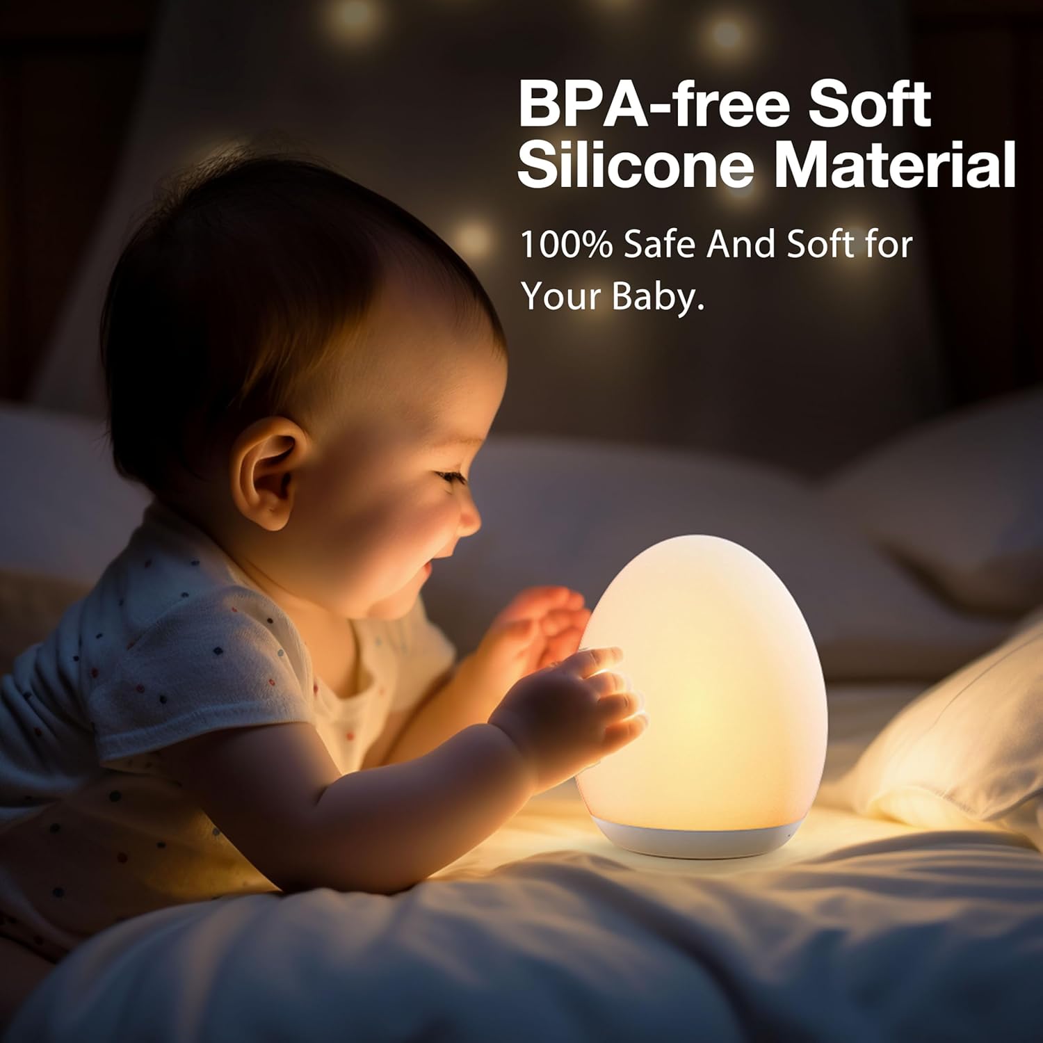 JolyWell Night Light for Kids, Baby Egg Light with 7 Colors Changing Mode & Stepless Dimming