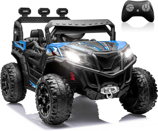 ANPABO 24V 4X4 Ride on Car Truck w/Remote Control, 4WD/2WD Switchable Kids UTV, 19" Spacious Seat