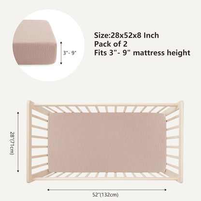 Bearmoss Muslin Crib Sheets - 100% Cotton Baby Crib Sheets Fitted for Standard Crib Mattress &