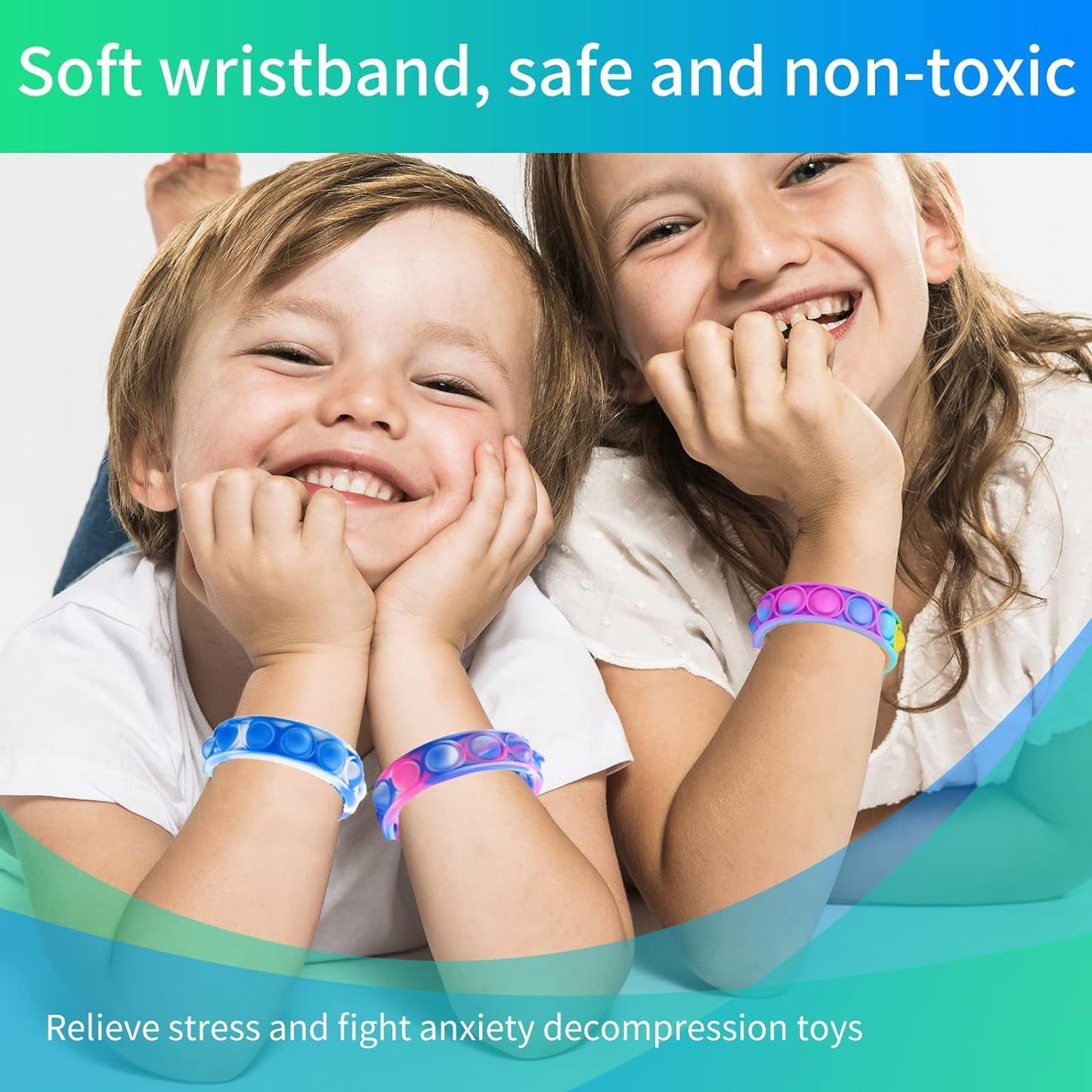 200pcs pop Random Bracelet,Pop Bubble Fidget Sensory Toys, Pop Toy Bulk for Party Favor, Classroom