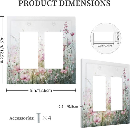 Decorative Outlet Covers Wildflower Botanical Watercolor Floral 2 Gang Double Gfci Rocker