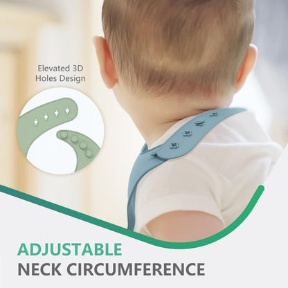 Cuddle Campus Set of 3 Silicone Bibs for Babies & Toddlers,Soft Adjustable Bibs with Pocket Food