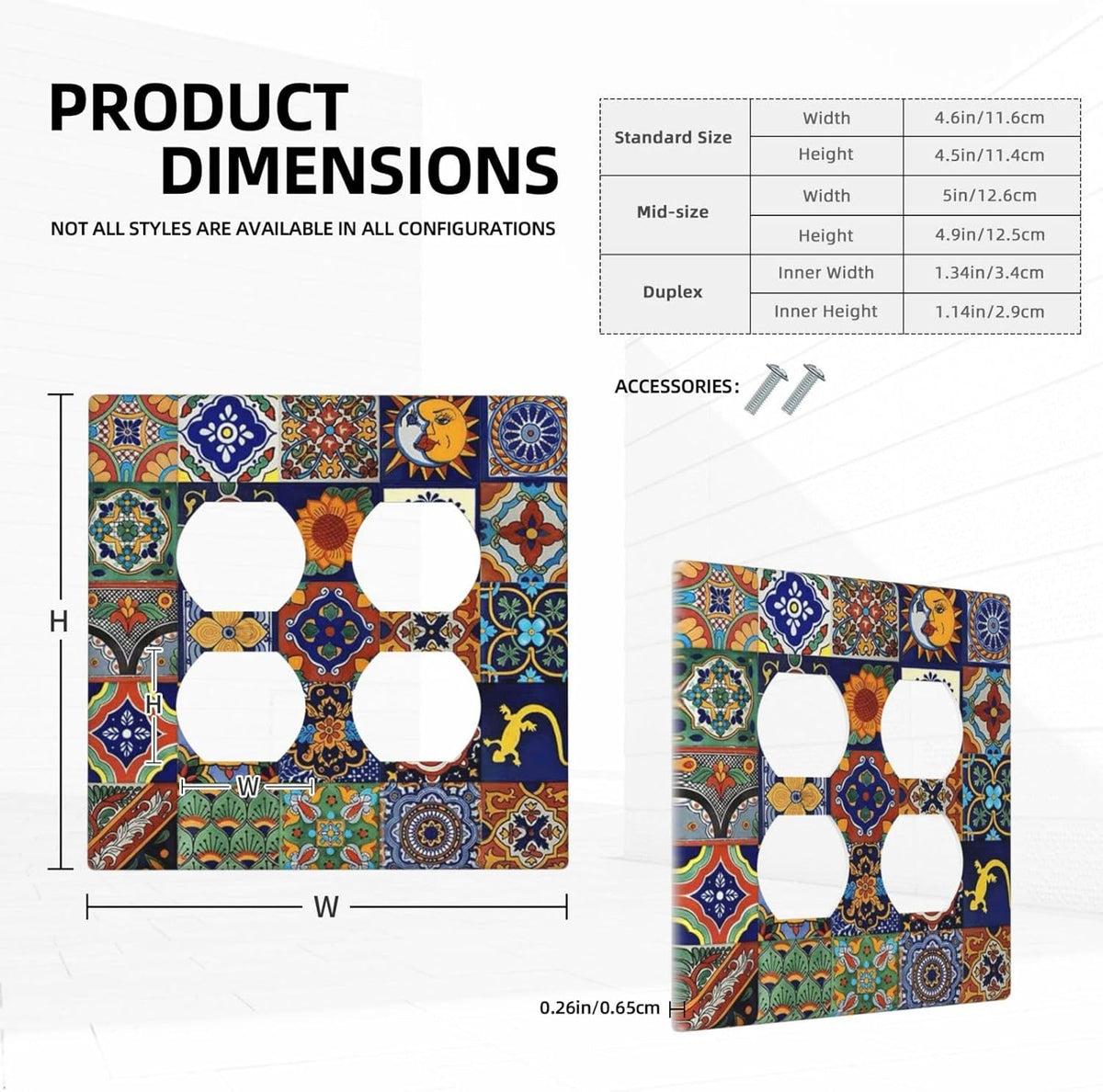 Talavera Mexican Tiles Traditional Color Decoration Print Outlet Covers 2 Gang Double Duplex