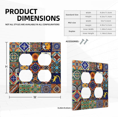 Talavera Mexican Tiles Traditional Color Decoration Print Outlet Covers 2 Gang Double Duplex