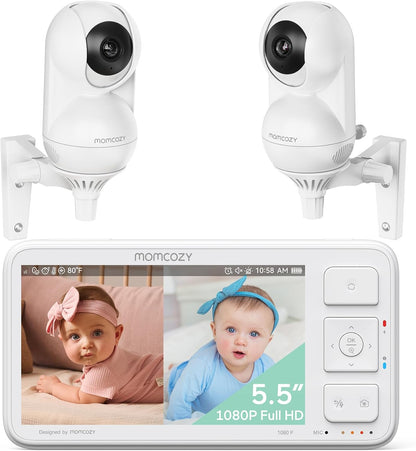 Momcozy Baby Monitor with 2 Cameras 5.5" 1080P Full HD Split Screen Video Baby Monitor with Camera