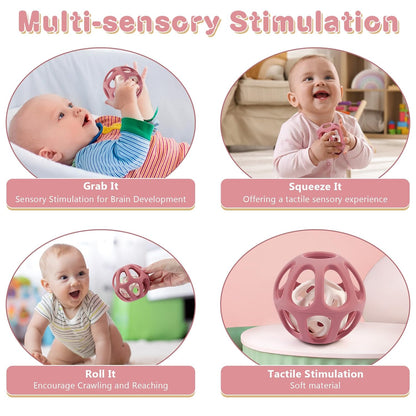 MCGMITT Sensory Balls for Baby, Food Grade Stretchy Silicone Infant Ball, Easy Grasp Ball for