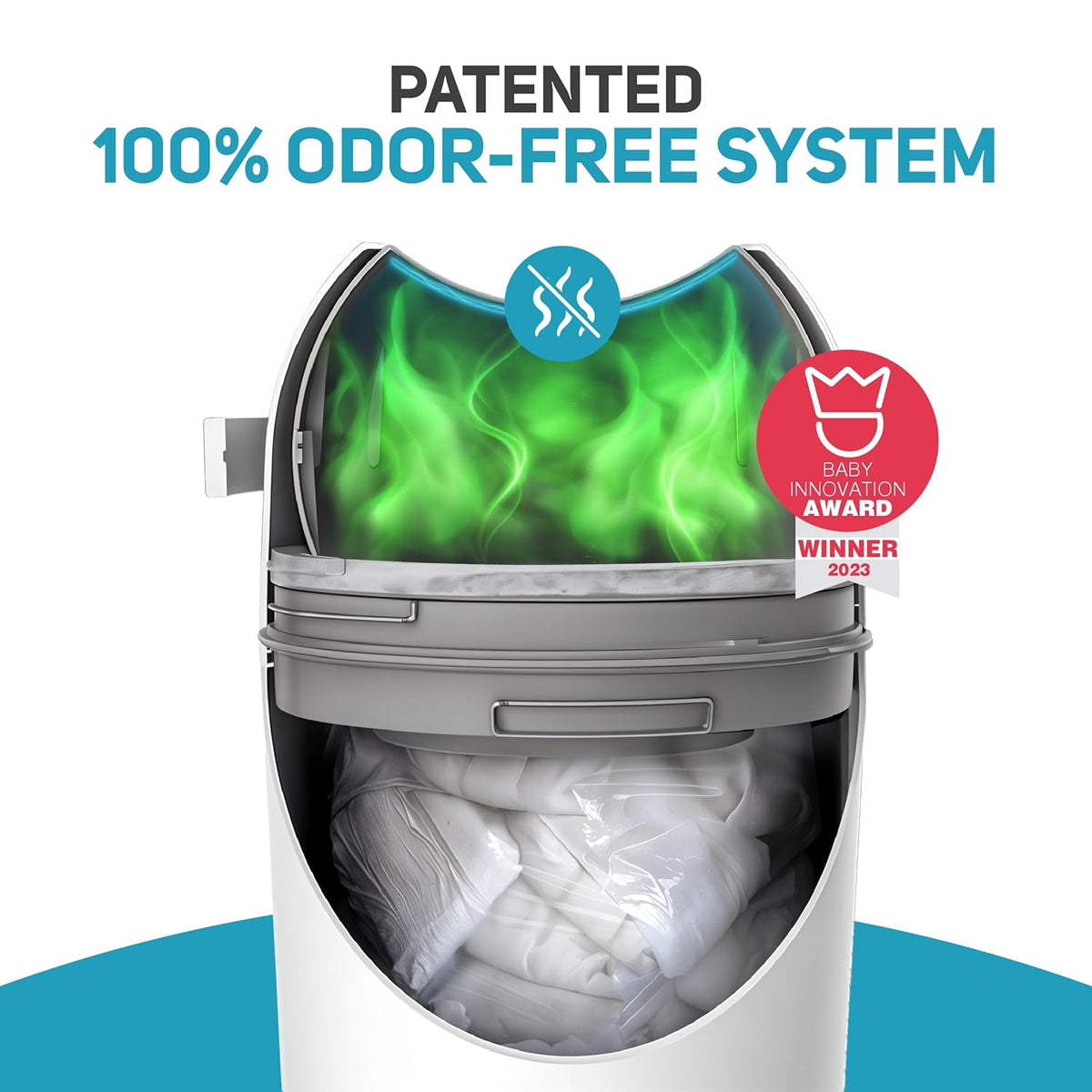 L.A. Baby Magic Diaper Pail - Patented 100% Odor-Free System with Child-Safe Lock - Award-Winning