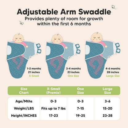 3-Pack Organic Baby Swaddle Sleep Sacks - Swaddles for Newborns, Infant 0-3 Months, Baby Girls