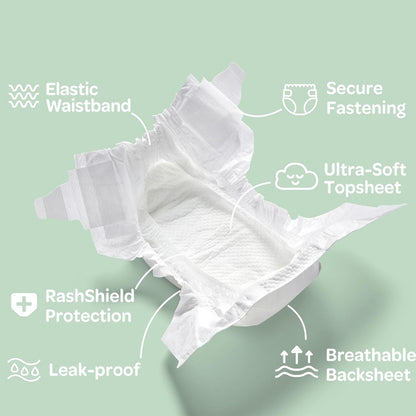 Parasol Clear+Dry Disposable Diapers, RashShield Protection, Leakproof Design, Hypoallergenic