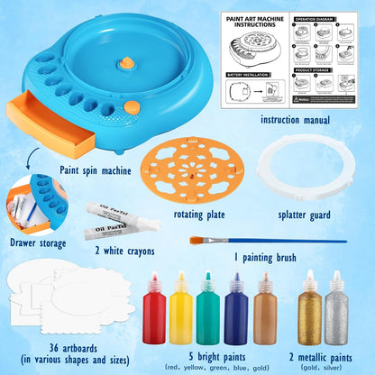Arts and Crafts for Kids Ages 4-8,Paint Spin Art Machine Kit,Art Craft Set for 6-9 Year Old,Cool