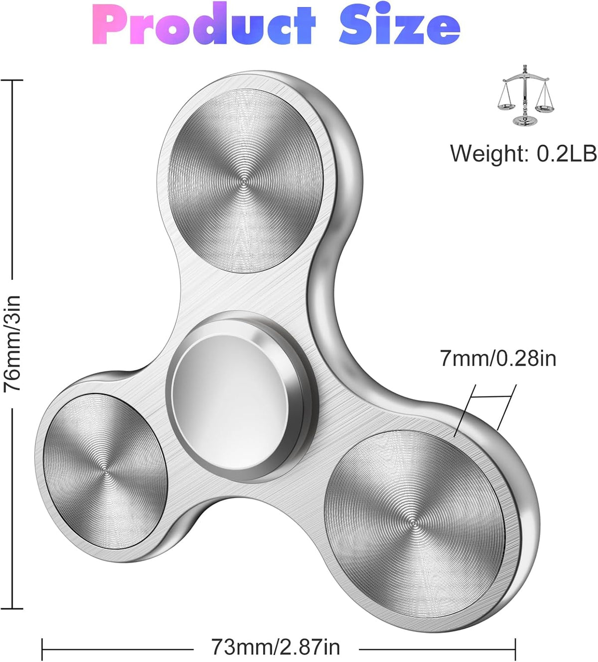 Fidget Spinners Toy, 3-8 Min Spins Time Stainless Steel Bearing Metal Fidget Spinner, EDC ADHD