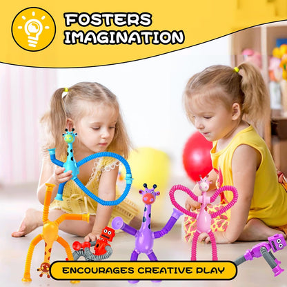 Giraffe Sensory Toys 4Pcs Gift for Toddlers Girls Year Old Ages 3 4 5 6 7 8 9 10, Suction Autism