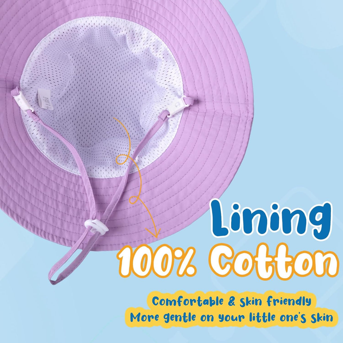 Baby Sun Hat Kids Summer UPF 50+ Toddler Bucket Hat Wide Brim Adjustable Beach Hats for Boys Girls