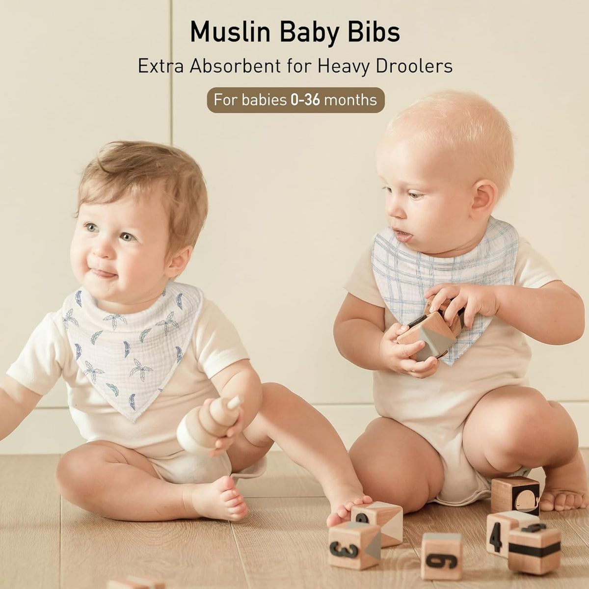 Muslin Baby Bibs 8 Pack, Baby Bandana Drool Bib for Drooling and Teething, Cotton Soft Absorbent