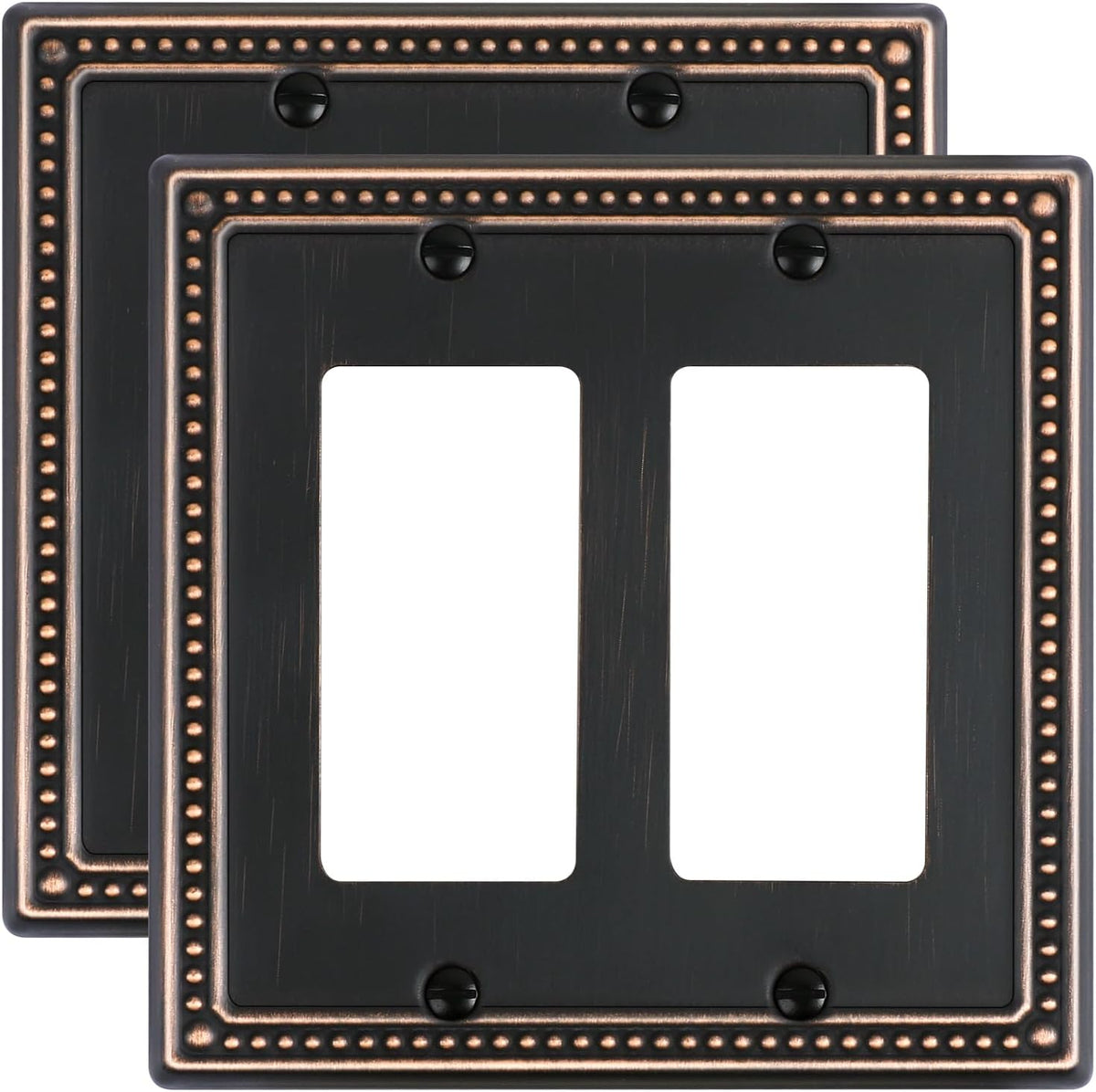 2-Pack Double Decorator Outlet Cover Plate, Pearls Decorative Switch Plates and Outlet Covers, 2