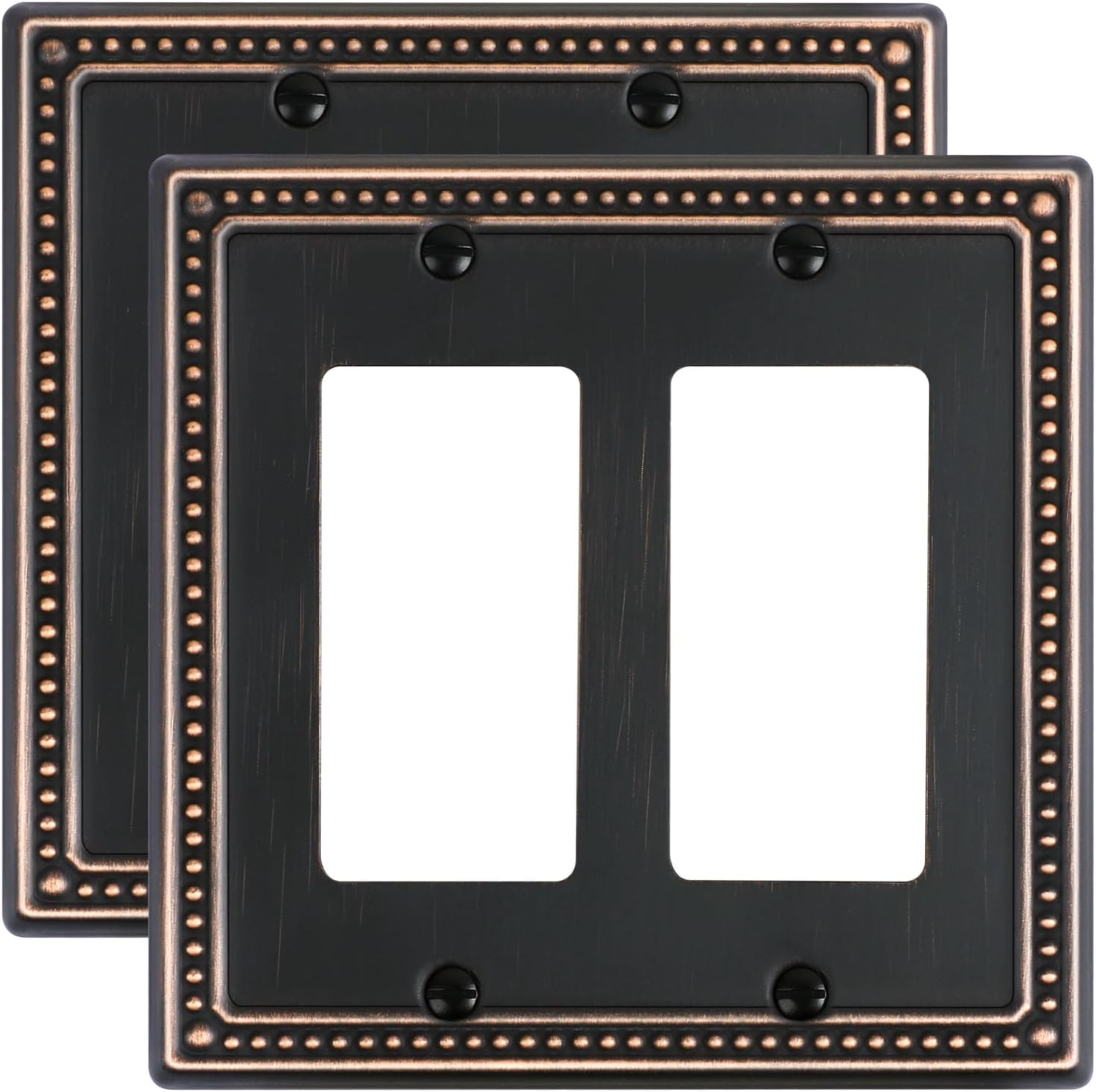 2-Pack Double Decorator Outlet Cover Plate, Pearls Decorative Switch Plates and Outlet Covers, 2